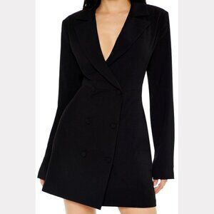 Sexy Double Breasted Blazer Suit Goth Black Lapel Button Dress